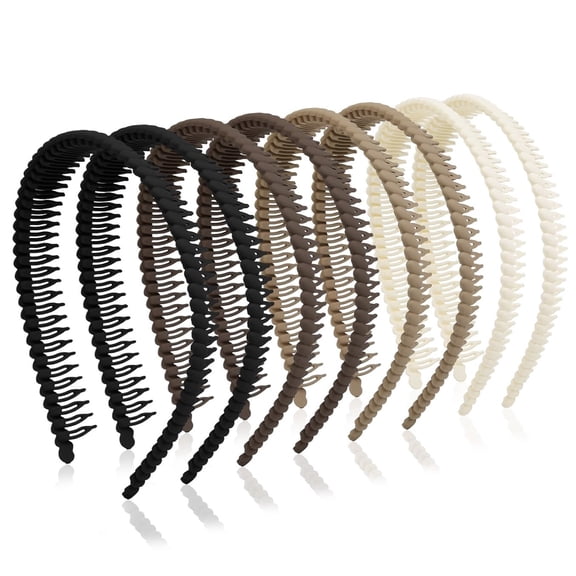 Wavy Hairbands with Teeth for Women and Girls Non Slip Plastic Comb Headbands for All Hair Types 8 Pack Assorted