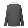 thumbnail image 4 of Womens Fleece Jacket Sherpa Lined Warm Coat Lapel Button Down Long Sleeve Jackets Fuzzy Winter Coats Outwear Gray XL, 4 of 7