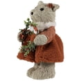 thumbnail image 3 of Northlight Woodland Girl Bear Holding Wreath Christmas Figure -  10", 3 of 7