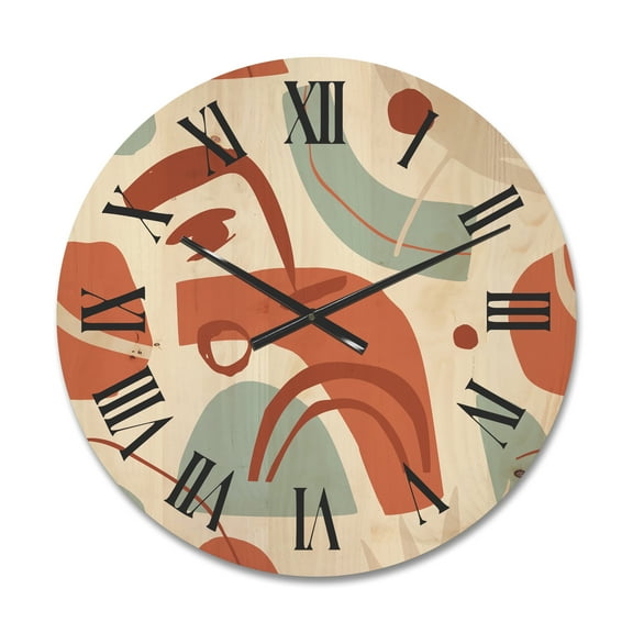 Designart 'Tropical Palm Leaves With Geometrical Shapes' Modern Wood Wall Clock