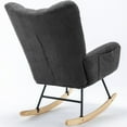 thumbnail image 4 of Glider Rocking Chair, Teddy Velvet Accent Rocker Chair with Soft Seat Cushion and Metal Base, Upholstered Wingback Living Room Chairs for Reading Room, Bedroom, Office, Dark Gray, 4 of 8