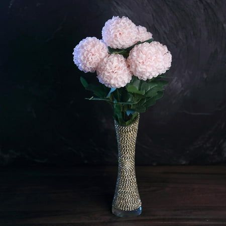 4 Bushes | Blush/Rose Gold Artificial Silk Chrysanthemum Flowers, Faux ...