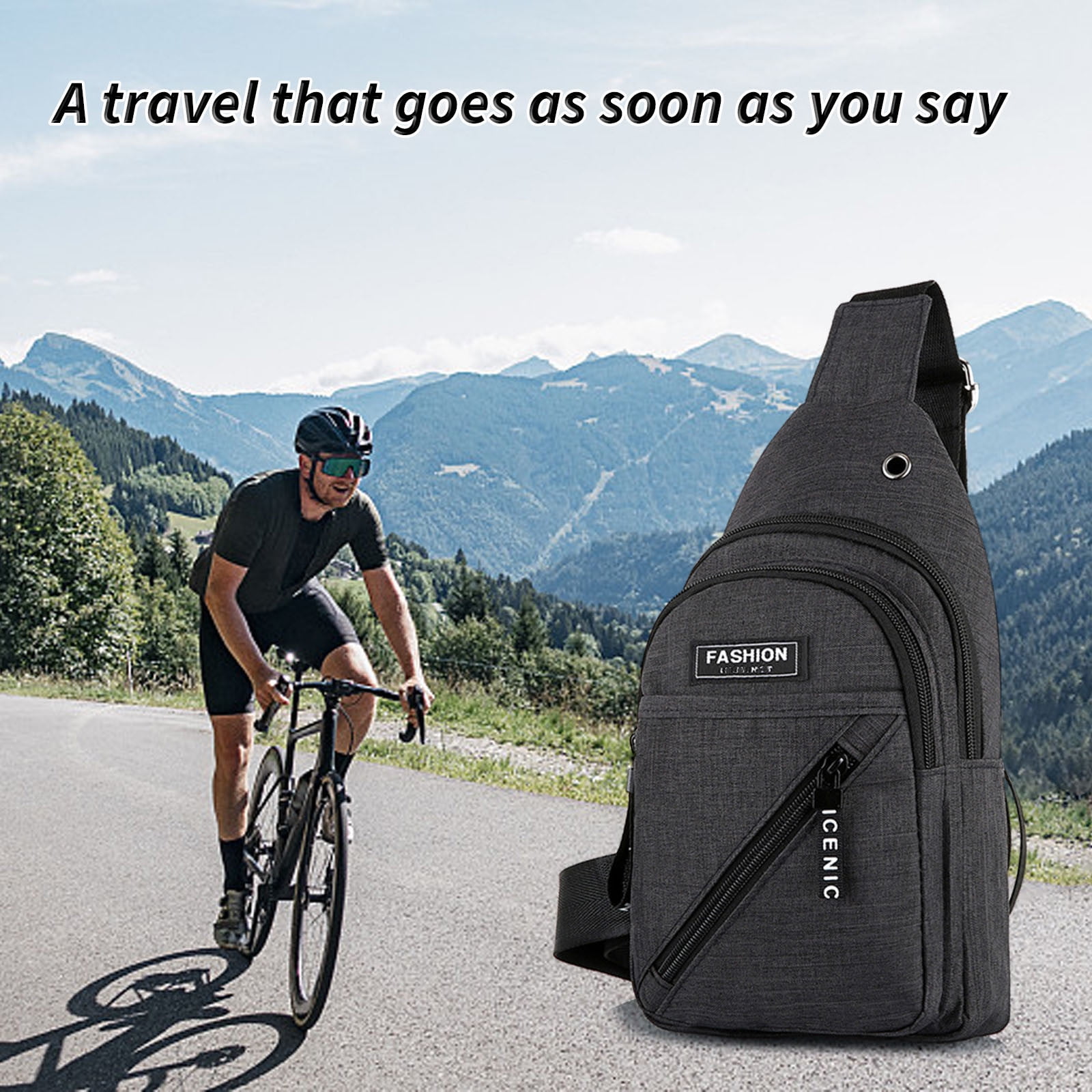FANDARE Ultraléger Sac De Poitrine Crossbody Homme Femme Avec Port USB - Bandoulière Pour Voyage Randonnée Cyclisme Jogging Étanche