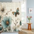 thumbnail image 4 of Turquoise Tulip Shower Curtains for Bathroom, Spring Vintage Botanical Butterfly Floral Waterproof Fabric Shower Curtain, Decorative Bathroom Curtain for Bathtub, 72"x72" , No Hooks Included, 4 of 9
