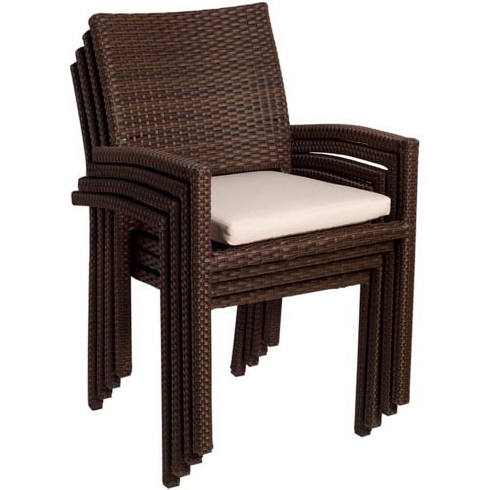 Liberty Outdoor All-Weather Wicker Armchairs, Set of 4, Brown