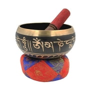 DharmaObjects Tibetan Meditation Om Mani Padme Hum Peace Singing Bowl With Mallet (X-Large, Black)