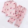 thumbnail image 4 of AWZXDE Boys Silk Long Sleeve Pajamas With Cute Print Comfortable Loungewear For Kids Home Wear Pink,6-7 Years, 4 of 7