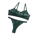 thumbnail image 4 of Encaje encantador conjunto de ropa interior sujetador ropa interior regalo para mujer, verde oscuro, M 2 piezas Inevent XX000054-27, 4 of 7