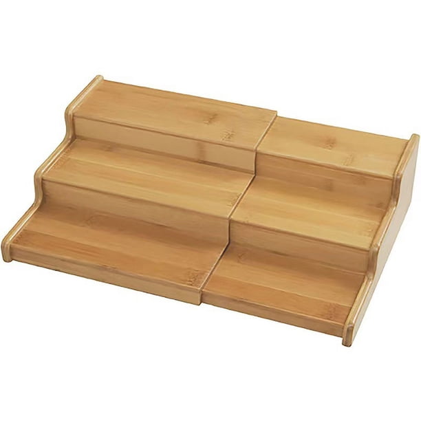 Estante retráctil de tres capas de bambú para condimentos, estante de cocina, estante para condimentos de restaurante