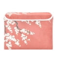 thumbnail image 2 of Foldable Fabric Storage Bin With Handle Collapsible Basket Box Storage With Lid Organizer White Cherry Blossoms, 2 of 7
