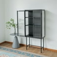 thumbnail image 3 of Tall 2-Door Square 3 Shelf Steel Accent Cabinet with Fluted Glass-Black, 3 of 7