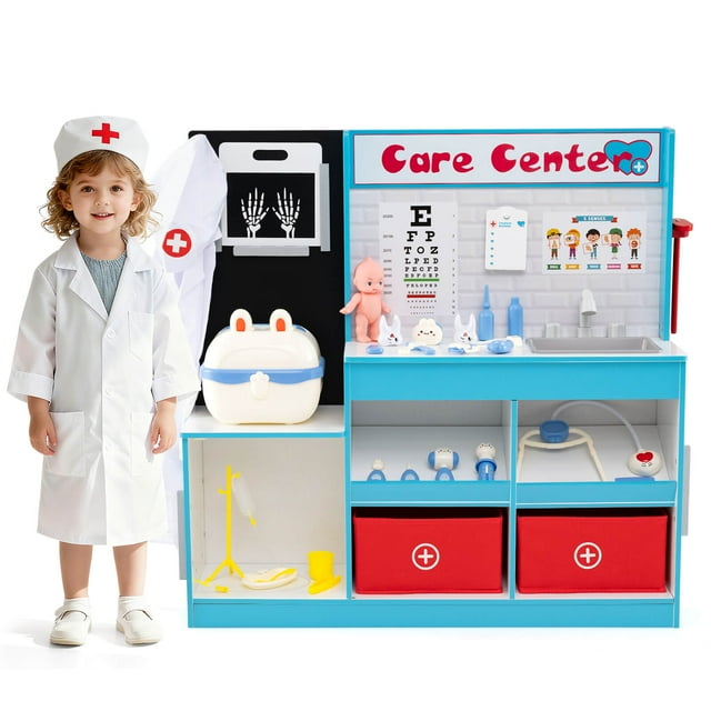 Costway Bureau de Docteur avec Film Radiographique ECG Moniteur Robinet Bleu