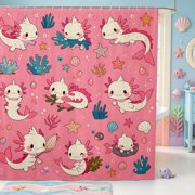Manfei Salamander Pattern Shower Curtain 72Wx72L,Purple Axolotl Bathroom Curtain