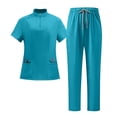 thumbnail image 3 of AzureSilk Women's Uniform Set Quick Dry Short Sleeve Top with Pockets and Long Pants for Women Work Outfit Scrub Set Stretch Uniform, 3 of 7