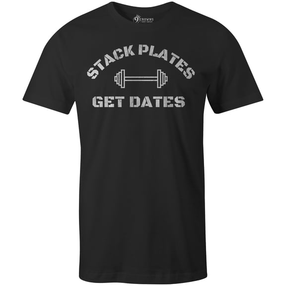 9 Crowns Tees Men's "Stack Plates" T-shirt (Unisex Black, Small)
