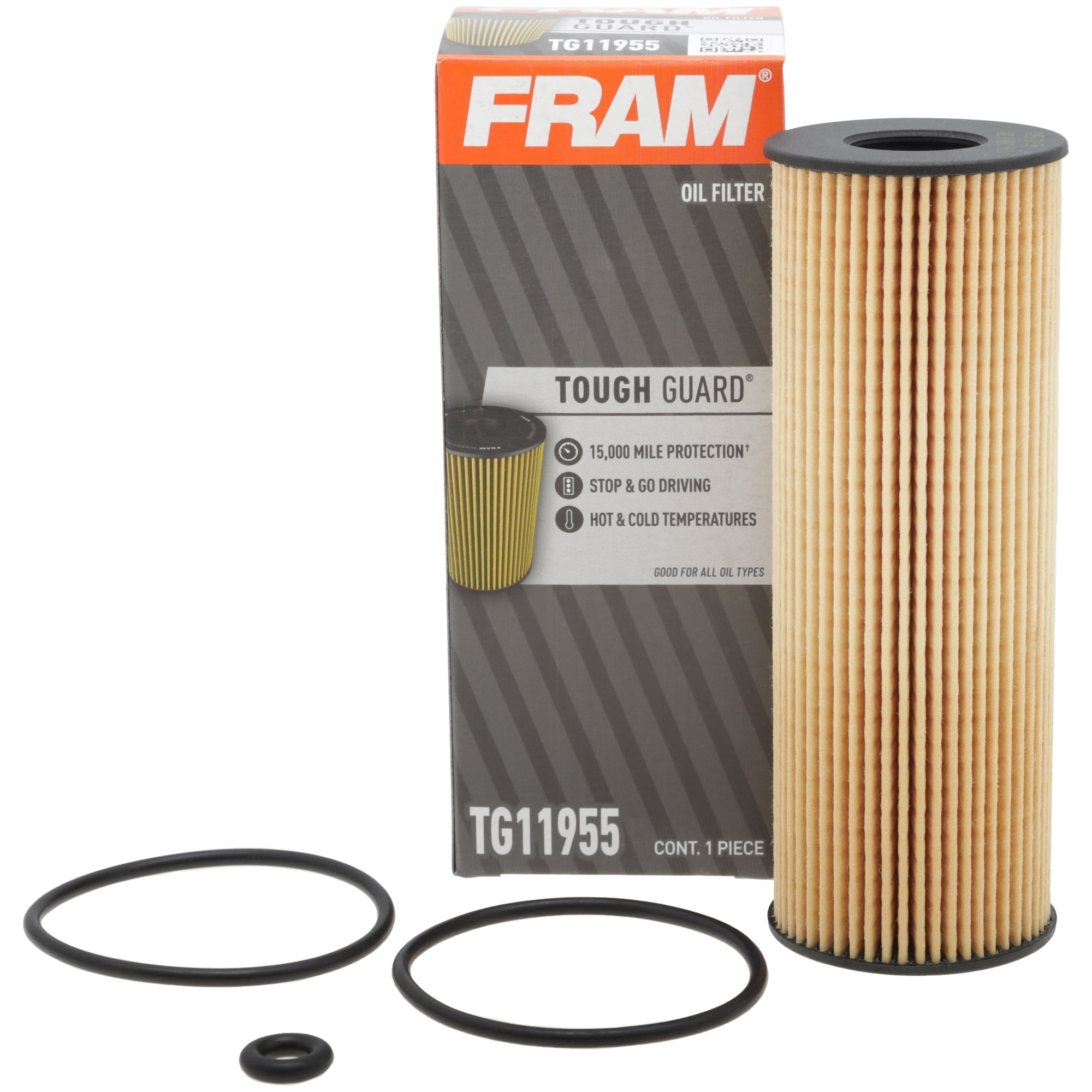 (6 pack) FRAM Tough Guard Oil Filter, TG11955, 15K mile Filter for Select Ford and Lincoln Vehicles
