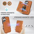 thumbnail image 5 of ELEHOLD Wallet Case for iPhone 16, Shockproof Magnetic Leather Case with Card Holders & Stand,Brown, 5 of 10