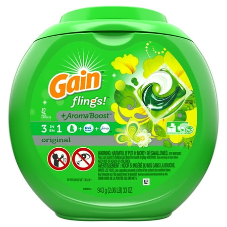 Gain flings! plus Aroma Boost Laundry Detergent Pacs, Original, 42 Count