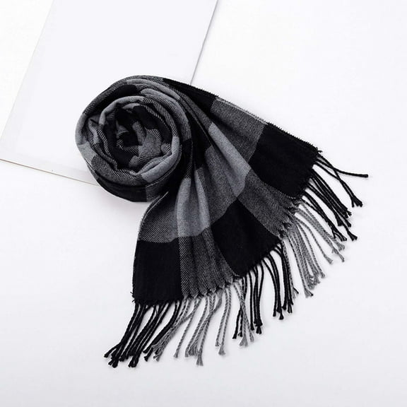 Bibifish Womens Scarf Casual Plaid Pattern Scarf With Fringes Soft Thin Breathable Fall Winter Soft Comfy Classic Style Long Scarf