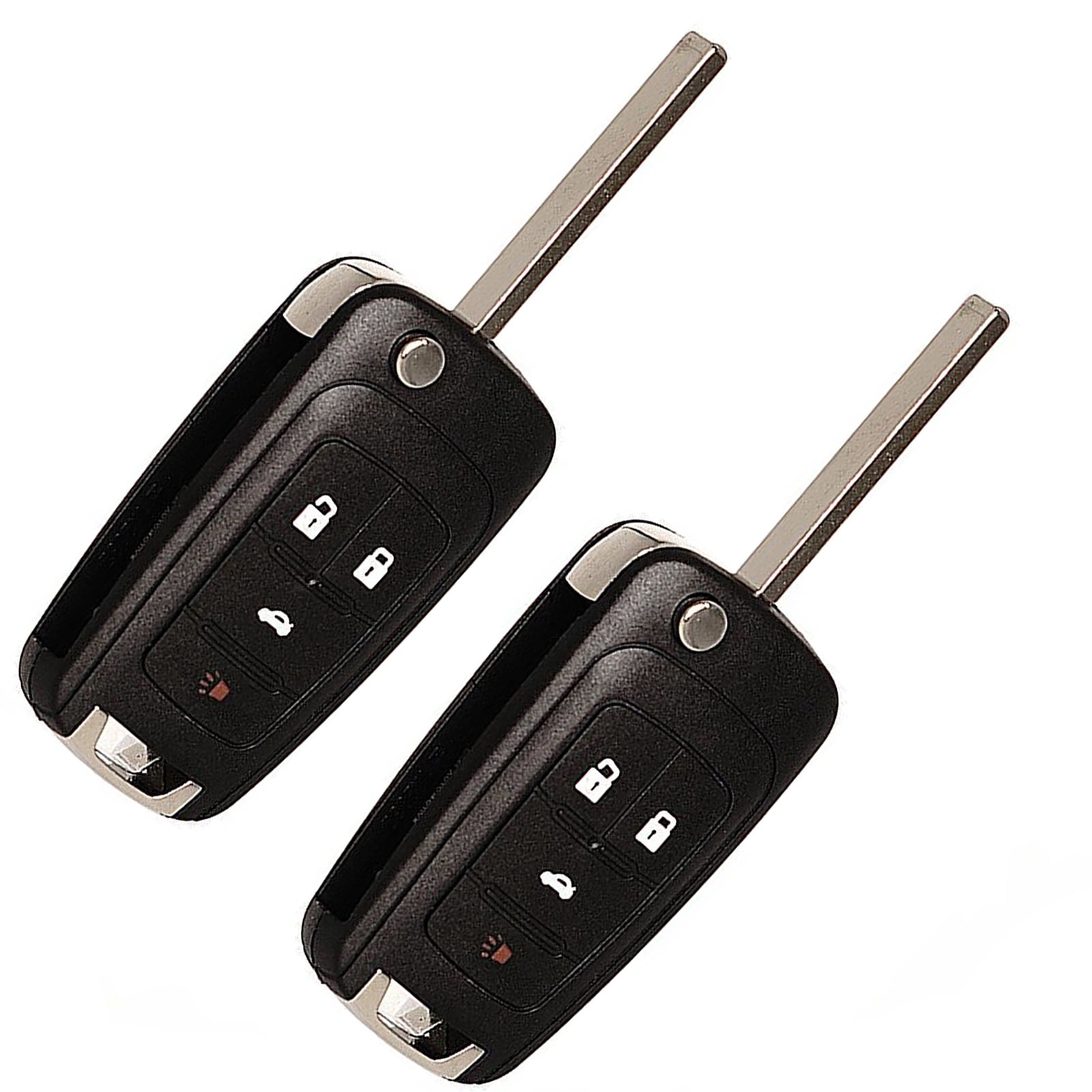 Wireless Remote Key Fob with Built-in Chip 4 Buttons, Fast Response, for Car Locking, Unlocking, Trunk Opening, and Car Siren (2-Pack)