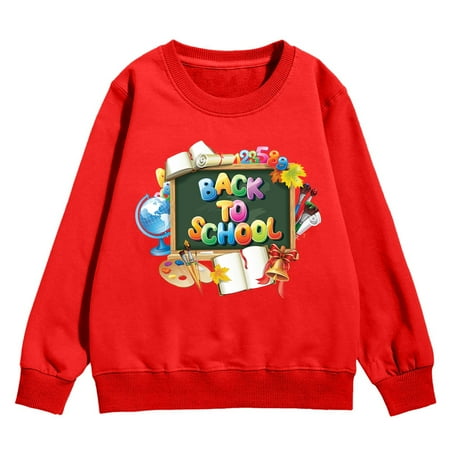 

Girls Sweatshirts & Hoodies Back To School Season Girls Sweatshirt Winter Long Sleeve Warm Comfortable Top Fashion Cartoon Printing Red 4 Years-5 Years