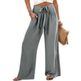 thumbnail image 4 of Dezsed Women's Wide Leg Pants High Waist Adjustable Knot Loose Casual Trousers Business Work Lounge Pants with Pockets Gray XL, 4 of 6