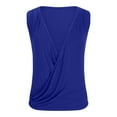 thumbnail image 3 of Penkiiy Womens Summer Casual Sleeveless Hide Belly Fat Banded Bottom Wrap Tops T-Shirts L Blue, 3 of 5