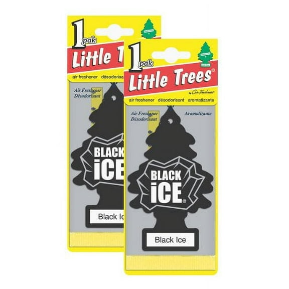 Little Trees Hanging Car and Home Air Freshener, Black Ice Scent - 2 Pack