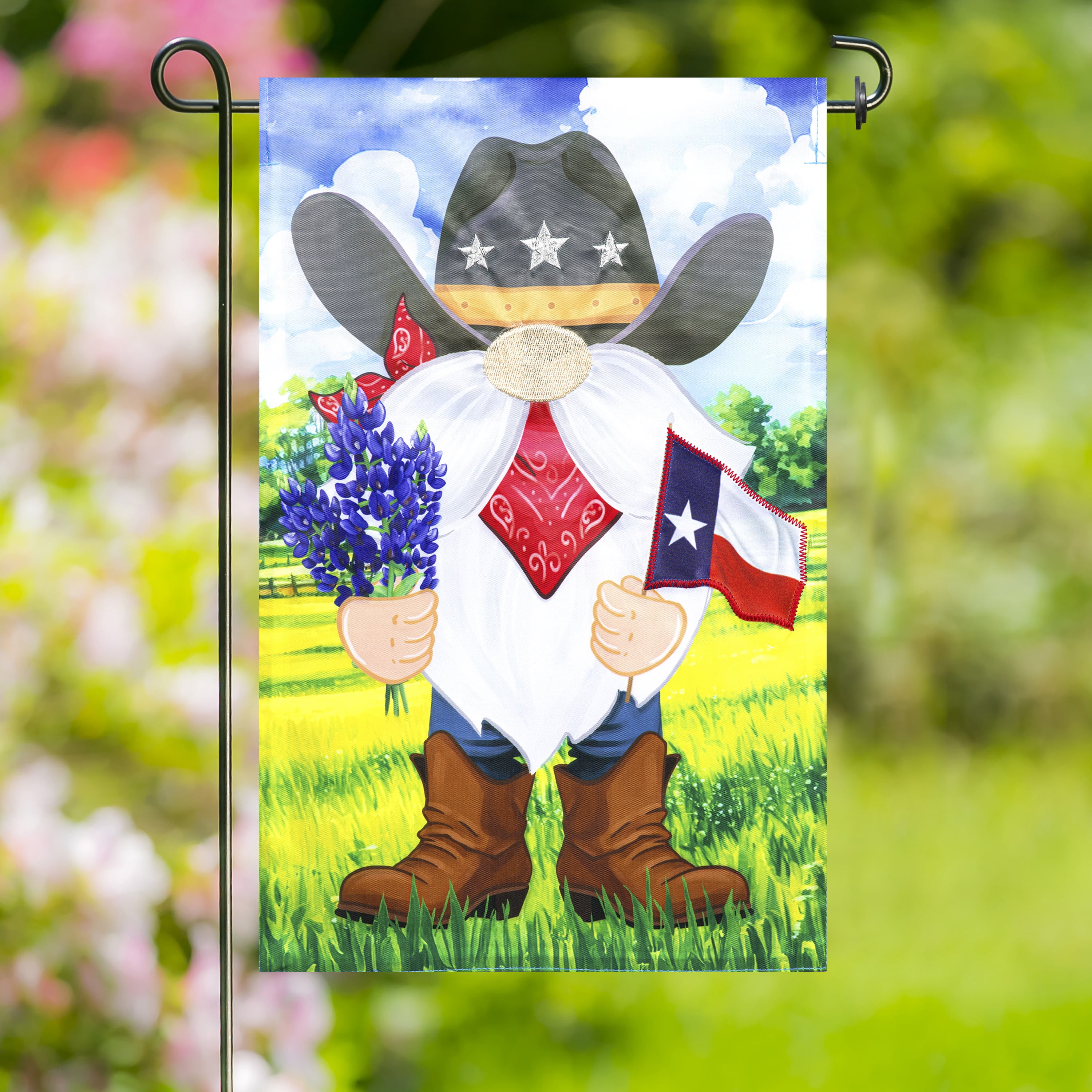 Meadow Creek 11.5" x 18" Spring Texas Gnome Outdoor Yard Flag