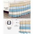 thumbnail image 3 of Vintage Bed Skirt King Size 18" Drop Farmhouse Blue Beige Wood Grain Country Style Ruffled Wrap Around Bed Skirts Adjustable Elastic Bedskirt Dust Ruffle for King Size Bed, 3 of 7