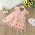 thumbnail image 2 of Dresses For Girls Baby Kids Easter Summer Trendy Ball Gown Draped Pleat Flying Sleeve Lace Tiered Butterfly Appliques Strawberry Embroidery Print Knee Length V Neck Sleeveless Spring Dress, 2 of 7