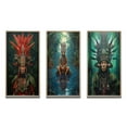 thumbnail image 2 of Designart "Amazon Shaman Wisdom Keeper of the Forest I" Folk Religion Framed Wall Art Set Of 3 - Green Traditional Frame Gallery Wall Set For Home Decor, 2 of 6