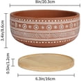 thumbnail image 2 of Pot 20cm Round Terracotta Flower Pot With Drainage Hole And Bamboo Tray, For Indoor Plants, 2 of 5