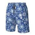 thumbnail image 4 of Pofeuu whiet Snowflake blue background Prin Men's Swim Trunks Quick Dry Bathing Suit Swimming Board Shorts Mesh Lining Beach Swimwear-X-Large, 4 of 6