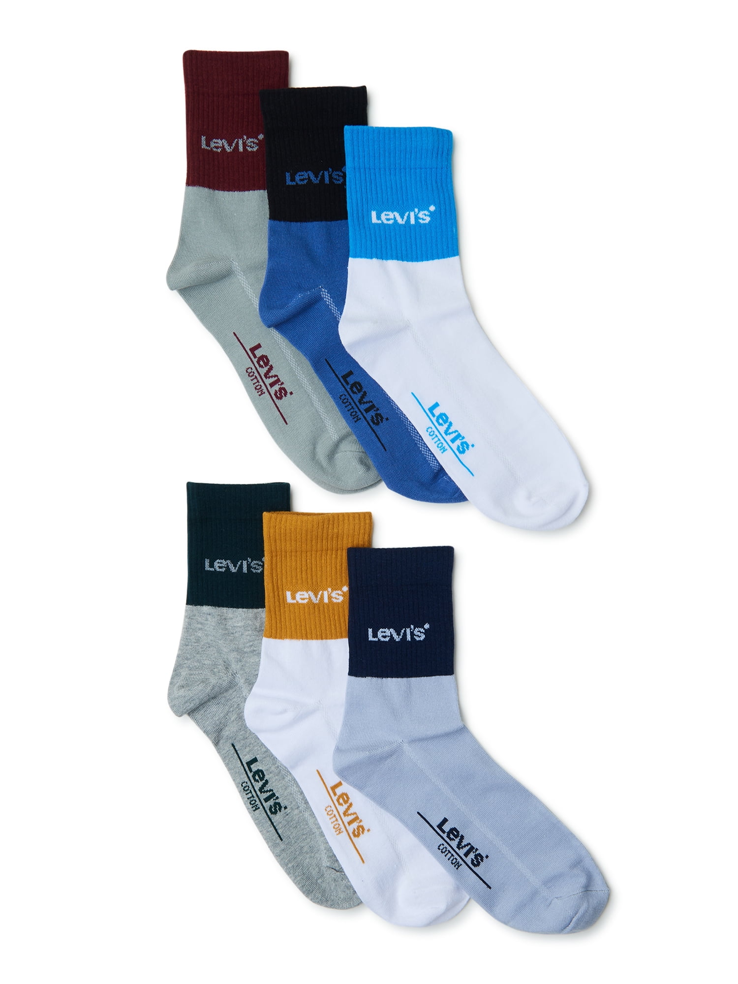 Levi’s Men’s Colorblocked Shorty Cut Socks, 6-Pack, Sizes 10-13 ...