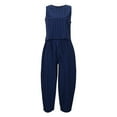 thumbnail image 4 of Hontri Striped Y2k Gingham 2 Piece Pants Set with Sleeveless Tank Top Blue XL, 4 of 8