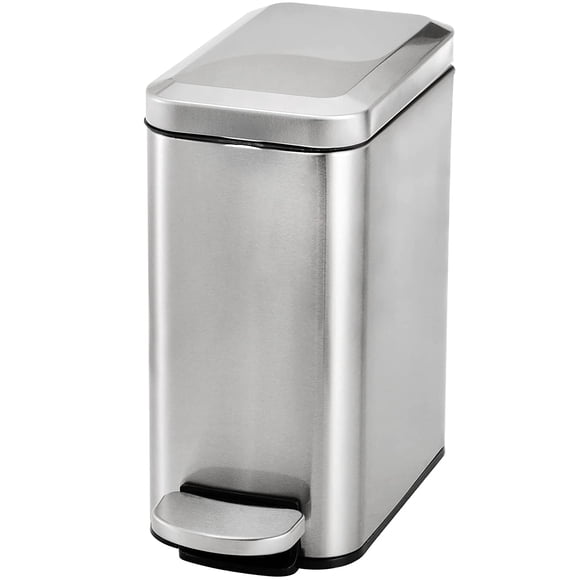 Cubo de Basura Rectangular, SOZOMO Bote de Basura Pequeño 5 Litros con Tapa de Cierre Suave, Compacto Contenedor de Residuos con Cubeta Interior, Moderna Papelera de Metal y Plás