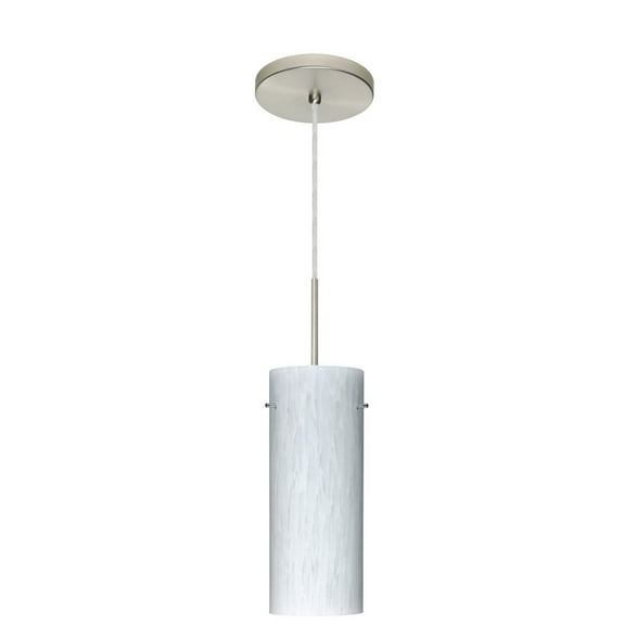 1JT-412319-SN-Besa Lighting-Stilo 10-One Light Cord Pendant with Flat Canopy-4 Inches Wide by 10 Inches High-Satin Nickel Finish-Carrera Glass