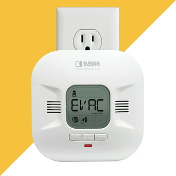 Knox Safety Plugin Carbon Monoxide Detector, Voice Alert & Display, 10-Year Battery Backup