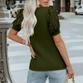 thumbnail image 4 of Sevevn Women's Fashion Solid Color Round-Neck Short Sleeve Round-Neck Blouses Army Green XL End of Year Clearance, 4 of 7