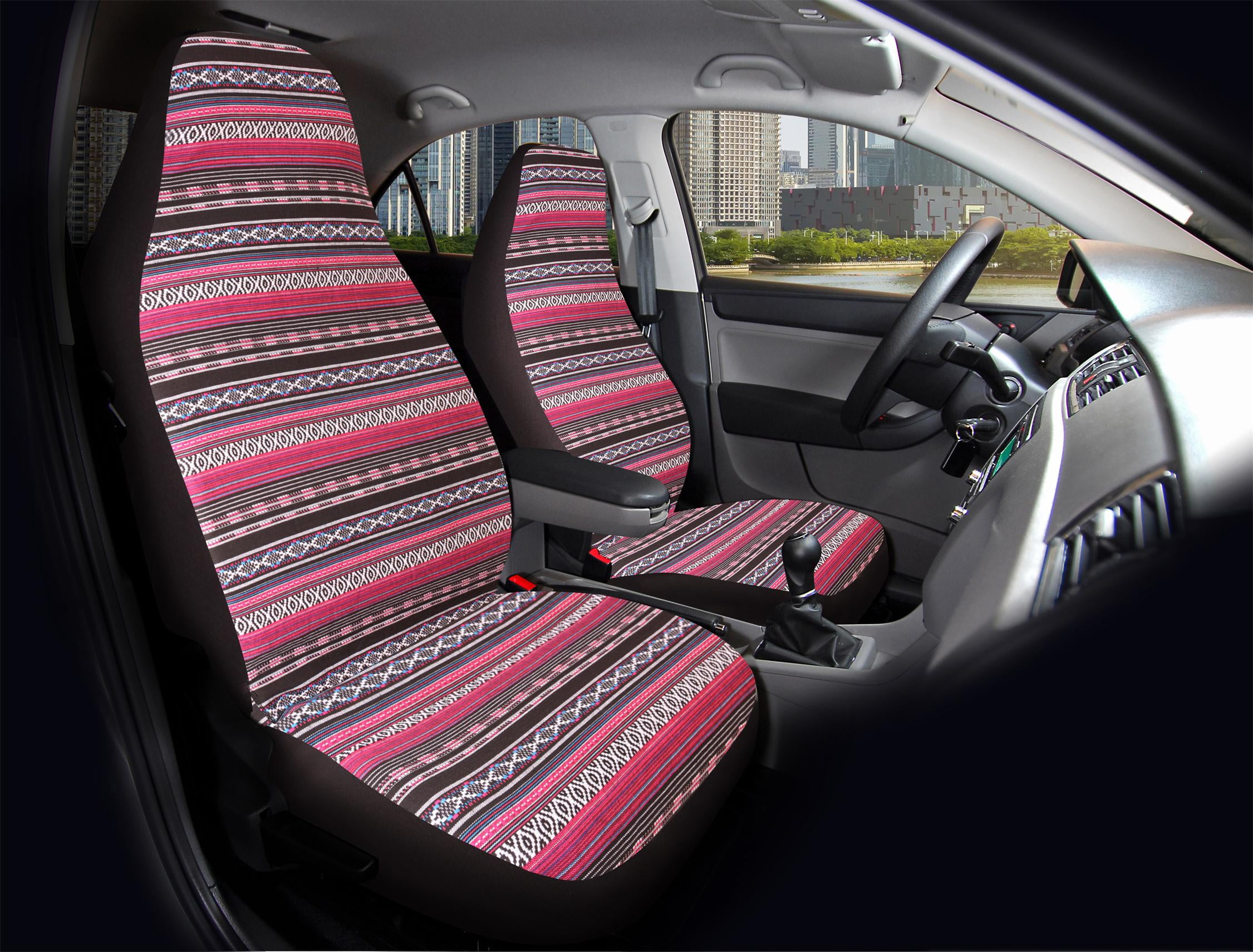 Auto Drive 2pc High Back Seat Covers Modern Aztec Pink Universal Fit For Car Truck Van Suv Com - Pink Cover Seats For Cars
