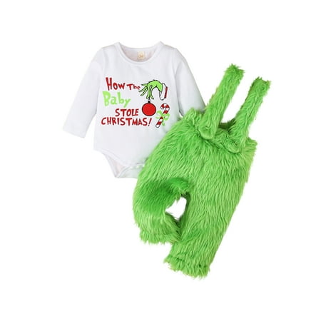 

Meihuid Baby Boys Girls Christmas Outfits Rompers Suspender Pants Set