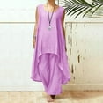 thumbnail image 6 of Linen Sets for Women 2 Piece Linen Pants Outfits Casual Long Sleeve Shirts and Wide Leg Pant Linen Suits Plus Size, 6 of 6
