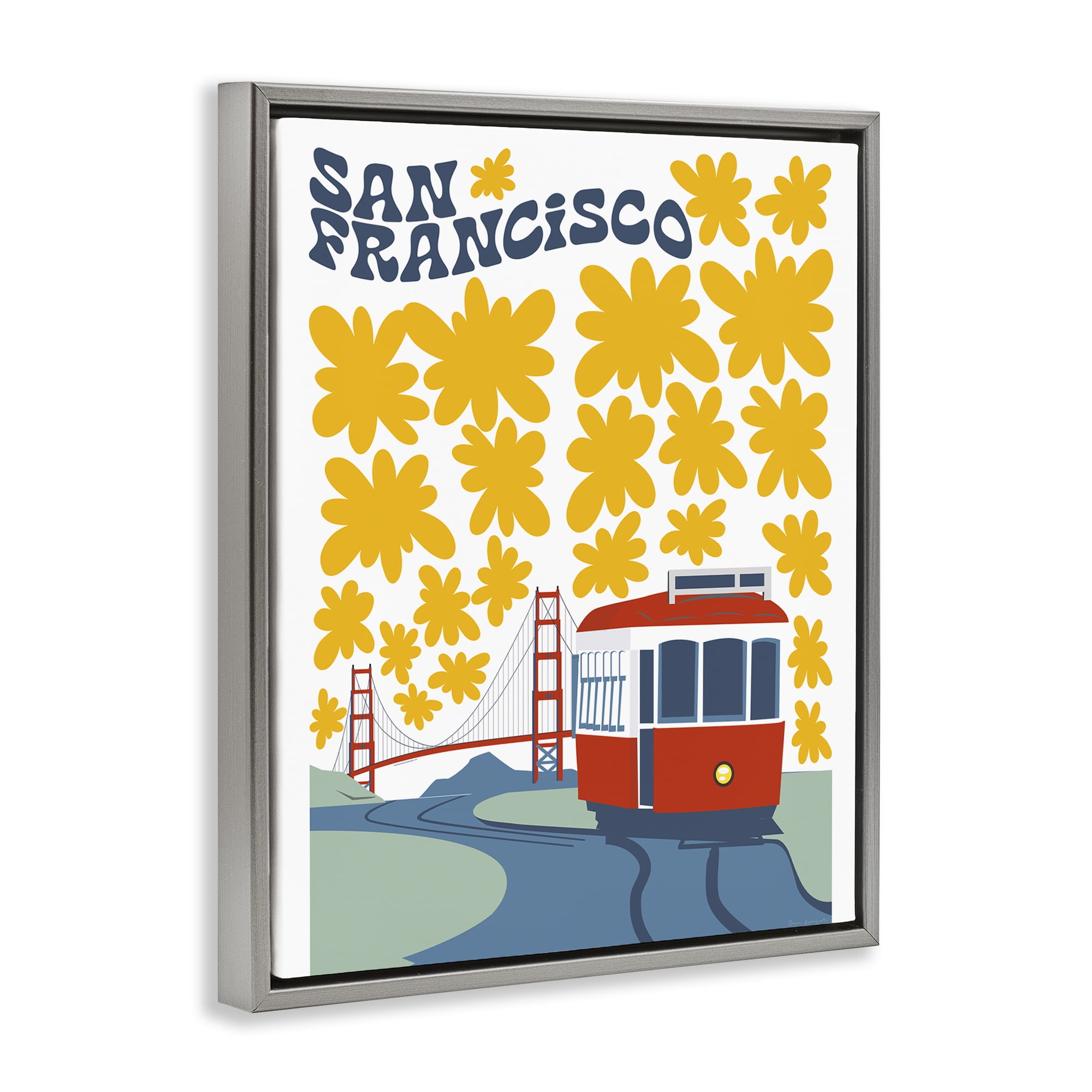 Stupell Industries San Francisco Trolley Gray Framed Floater Canvas Wall Art, design by Omar Escalante