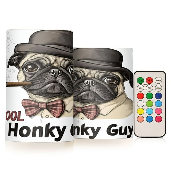 BZSMCE Flameless Candles LED Lights Midjourney_ffyy3_a_pug_dog_wearing_a_bow_tie_and_hat_smoking_a_cigar_with__1c3d9922-8055-455f-82d7-2 Creativity Battery Candles