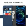 thumbnail image 5 of 2-in-1 Magnetic Detachable Wallet Case for iPhone 13, Card Slots Holder Genuine Leather Kickstand Shockproof Wrist Lanyard Strap Removable Flip Cover 5G 6.1",Blue, 5 of 7