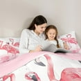 thumbnail image 5 of Manfei Pink Flamingo 3 Pieces Queen Comforter Set,Cartoon Animal Ultra Soft Bedding Sets,Watercolor Splash Bedding Comforter Set,Microfiber Girls Bedroom Decor,Reversible, 5 of 8