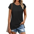 thumbnail image 2 of Jalioing Women's T Shirt Summer Casual Short Sleeve Side Slit Loose Shirts Basic Crew Neck Tees Tops, 2 of 7