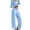 Blue, variant on Lounge Sets for Women 2 Piece Long Sleeve Crop Tops Casual Tracksuits Fall Outfits High Waist Wide Leg Cargo Pants Set Travel Loungewear