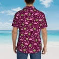 thumbnail image 4 of Sikiie Festive Flamingos Print Men's Hawaiian Shirt, Summer Beach Button Pocket Short Sleeve T-Shirt,Large, 4 of 7